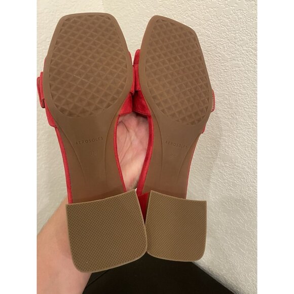 Aerosoles Womens Dress Shoes Size 8.5 Evvie Red Suede 617 Heels NEW Leather - Picture 6 of 10